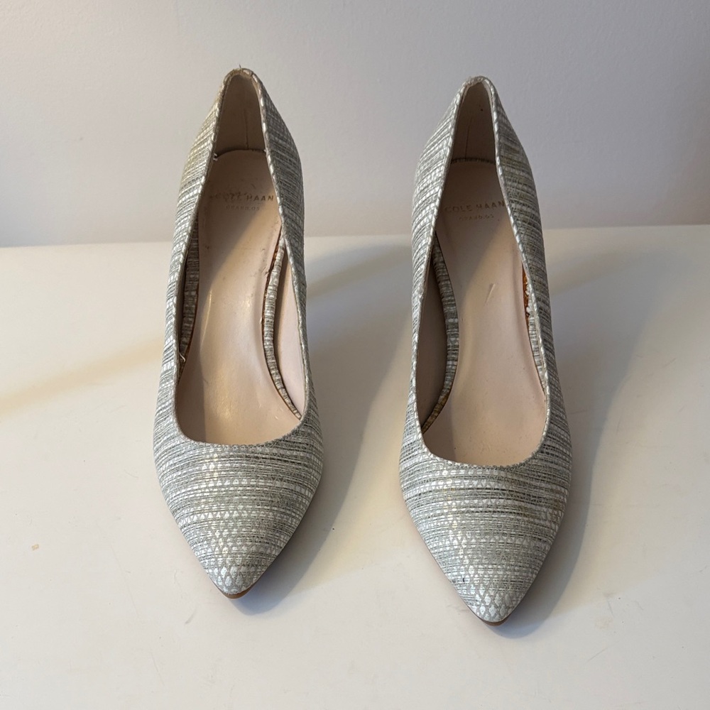 Cole Haan Silver Striped Heels